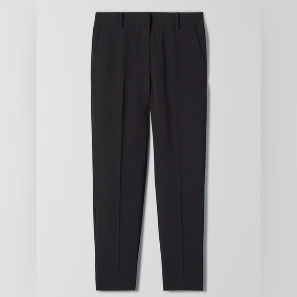 Aritzia Babaton Quentin Pant Slim Straight Leg Pleated Trousers Black Size XS - Picture 10 of 14